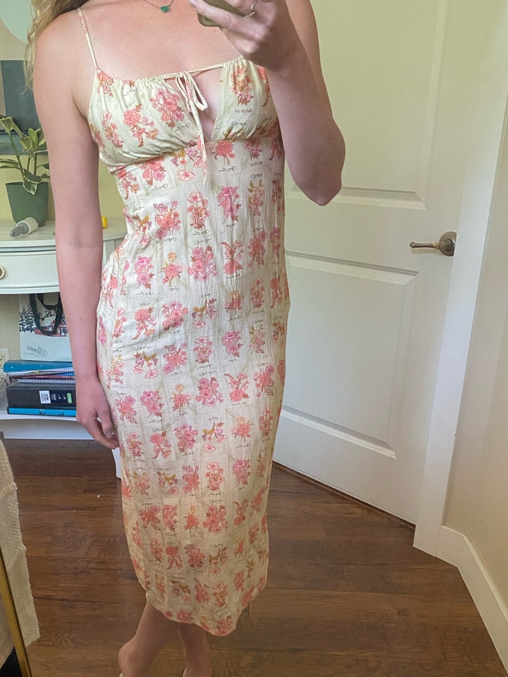 Light green and pink floral dress size Medium